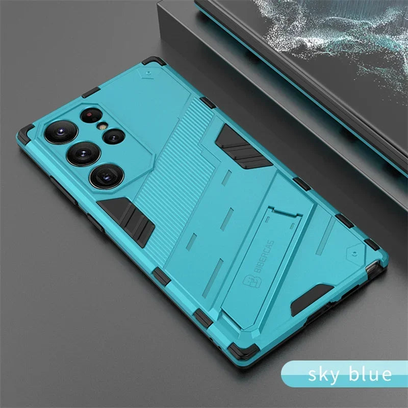 Armor Shockproof Phone Case For Samsung Galaxy S26 S25 S24 S23 S22 Ultra Plus Edge S26 Pro With Holder Lens Protect Cover
