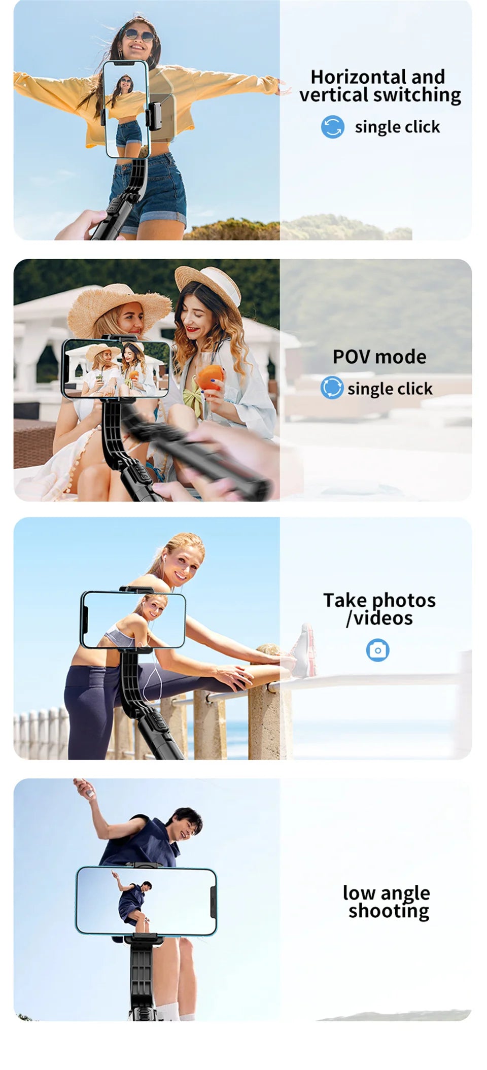 FANGTUOSI Handheld Gimbal Stabilizer 360° Rotation Estabilizador Anti Shake Selfie Stick Fill Light For Phone Stabilizer Tripod