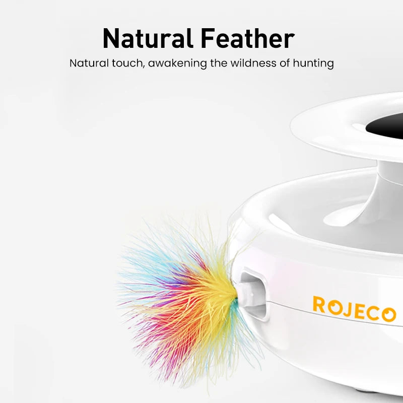 ROJECO 2 in 1 Smart Cat Toys Automatic Feather Fun Ball Toy Set For Cat Dog 5 Modes Electronic Interactive Pet Toy Accessories