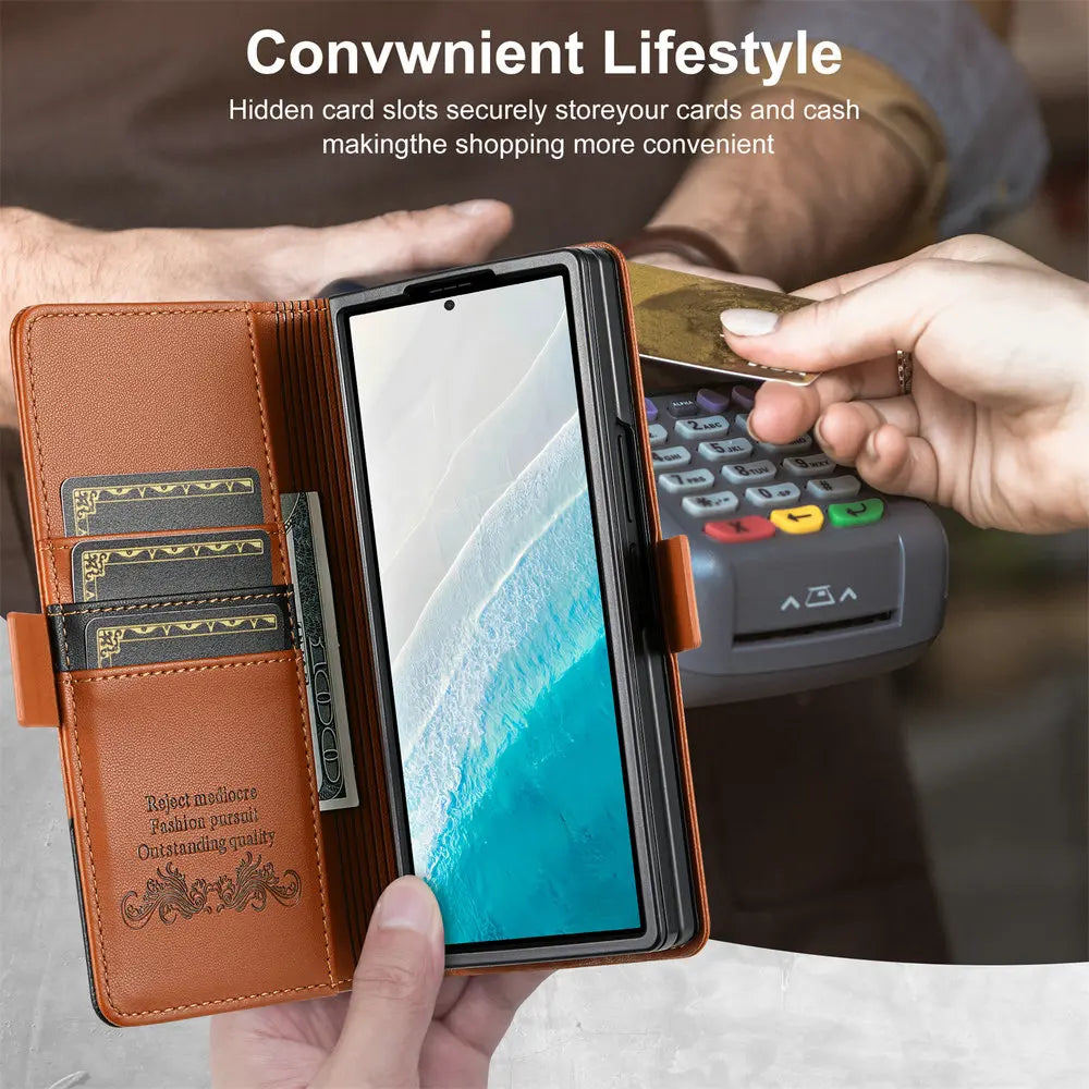 Luxury Leather Wallet Cover for Samsung Galaxy Z Fold 7 5G 2025 Flip Case Magnetic Book Business ZFold 3 4 5 6 Fold7 RFID Cover