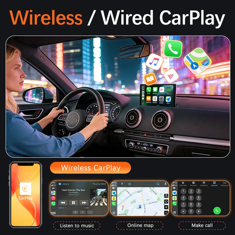 Sinairyu Wireless CarPlay Module Android Auto for Audi A3 S3 8V B9 MIB 2013-2020 Reverse Camera Car Play Functions