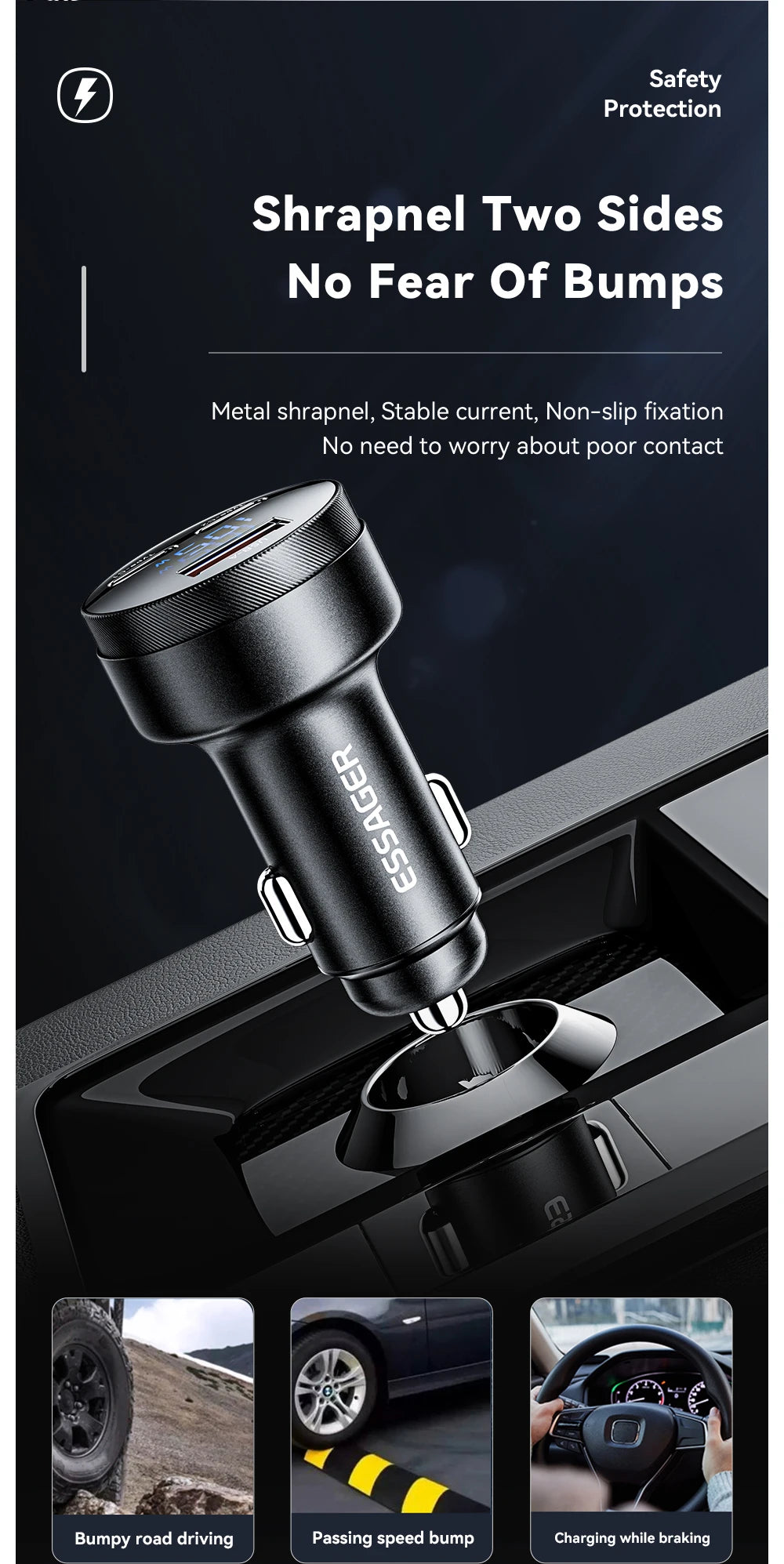 Essager USB C Car Charger 105W Quick Charge PD3.0 QC4.0 3.0 SCP PPS USB Type C Fast Charging For iPhone 15 14 13 Samsung Xiaomi