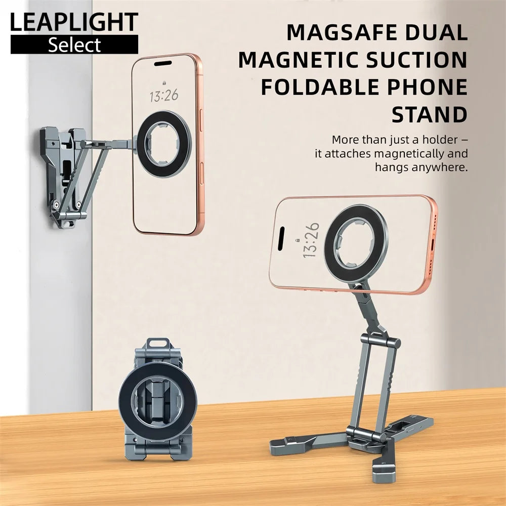 LEAPLIGHT Dual Side Magnetic Tripod Overhead Phone Holder with Hook Design Hanging Phone Tripod Stand for Iphone Android