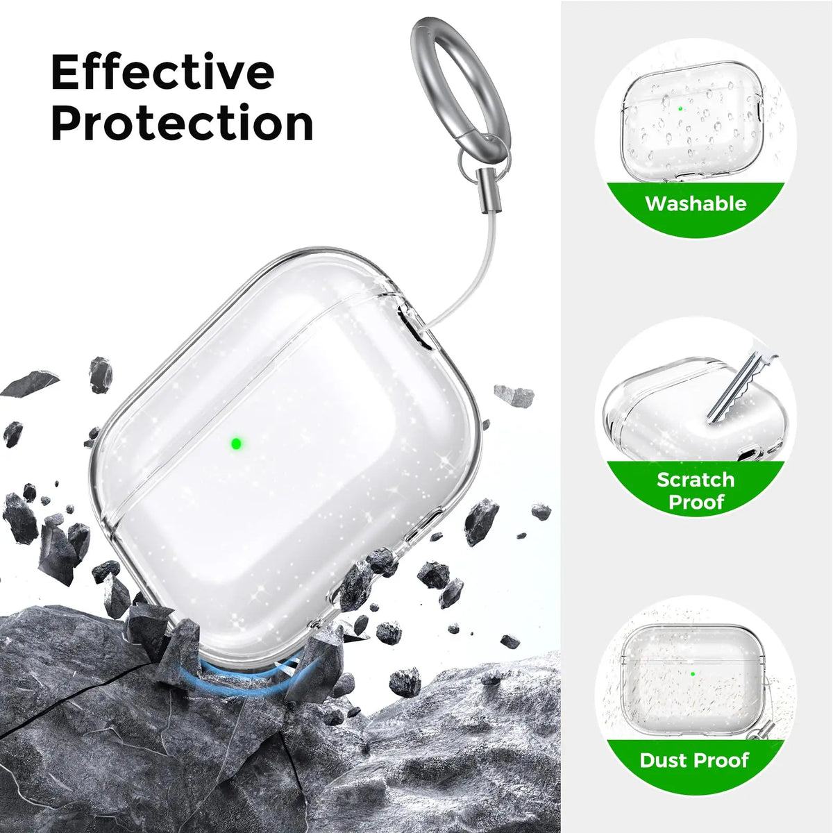 for Airpods Pro 3 Case Clear Glitter Sparkle Bling Clear Case for Airpods Pro 3 Case Cover 2025 Soft TPU Case for Airpods Pro 3