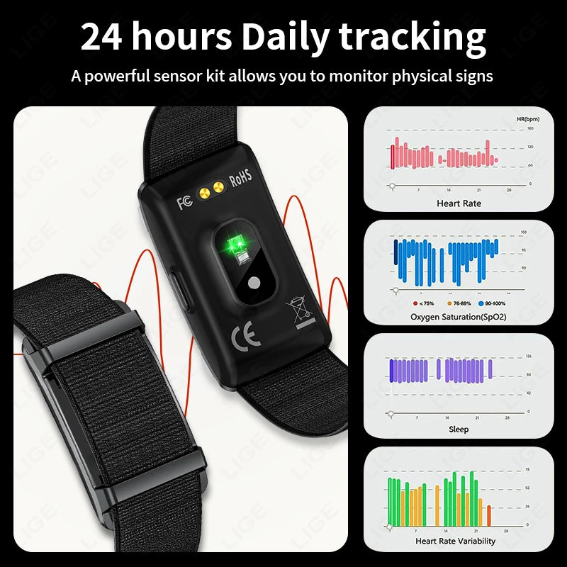 LIGE New No Screen Smart Bracelet Heart Rate Thermometer Men's Wristbands Waterproof Sports Fitness Men Women Smart Watch 2026