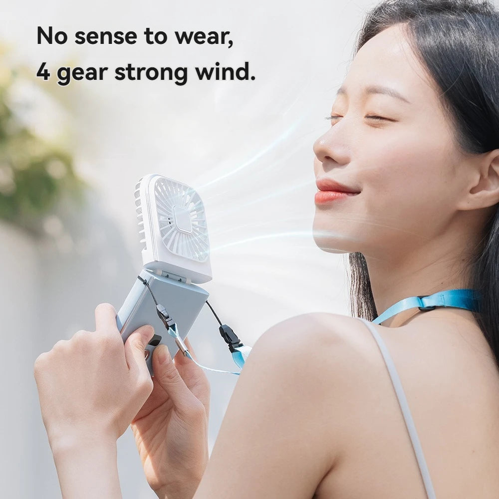 Summer Portable Ultra-thin Neck Small Fan F30 USB Charging Semiconductor Refrigeration Infinity Handheld Icing Fan