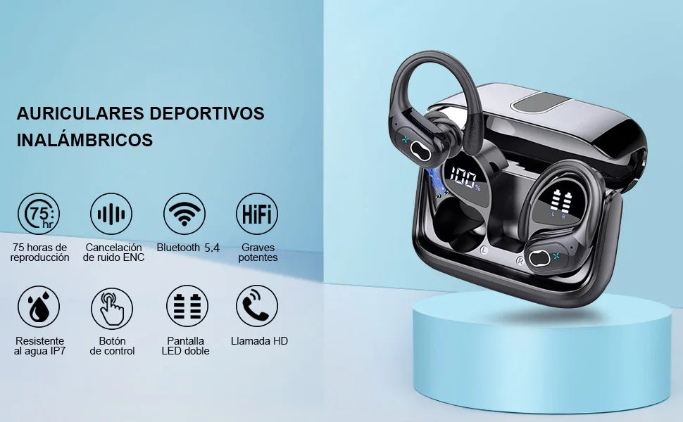 Bluetooth 5.4 TWS Earbuds 75Hrs with Charging Case,IPX7 Waterproof Sport Earphones with Mic,Wireless Noise Cancelling Headphones