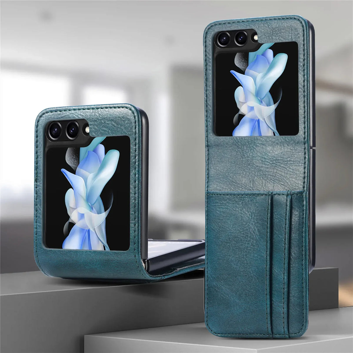 Luxury Card Holder Leather Phone Case For Samsung Galaxy Z Flip 8 7 FE 6 5 4 3 Flip8 Fold Wallet Photo Frame Business Back Cover