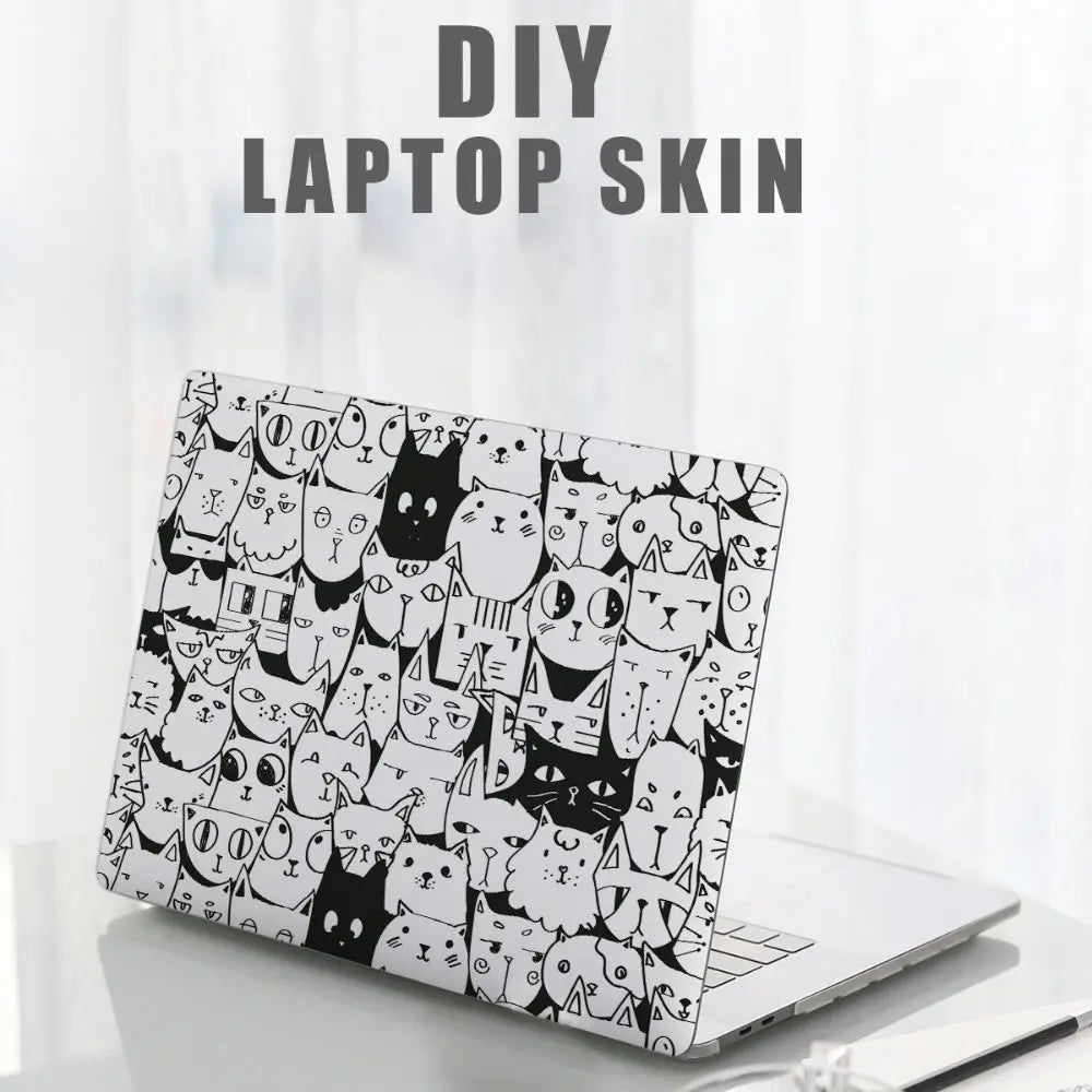 DIY 15inch Laptop Stickers Skins Cute Cat A+C Side Notebook Computer Cover Skin for Macbook /HP / Dell / Lenovo / Acer / ASUS