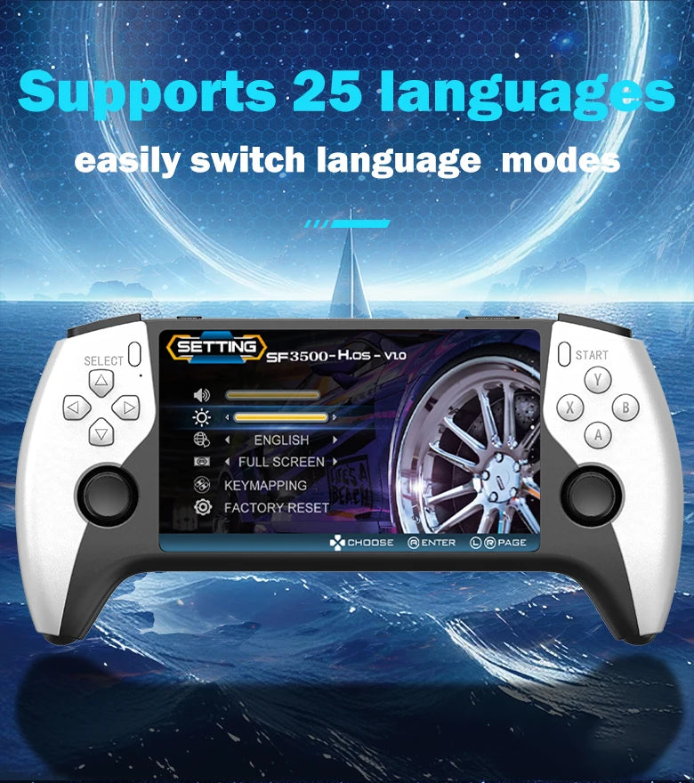 SF3500 Retro Handheld Video Game Console Linux System 5.0 Inch 854*480 IPS Screen 3000mAh Portable Pocket Video Games Player