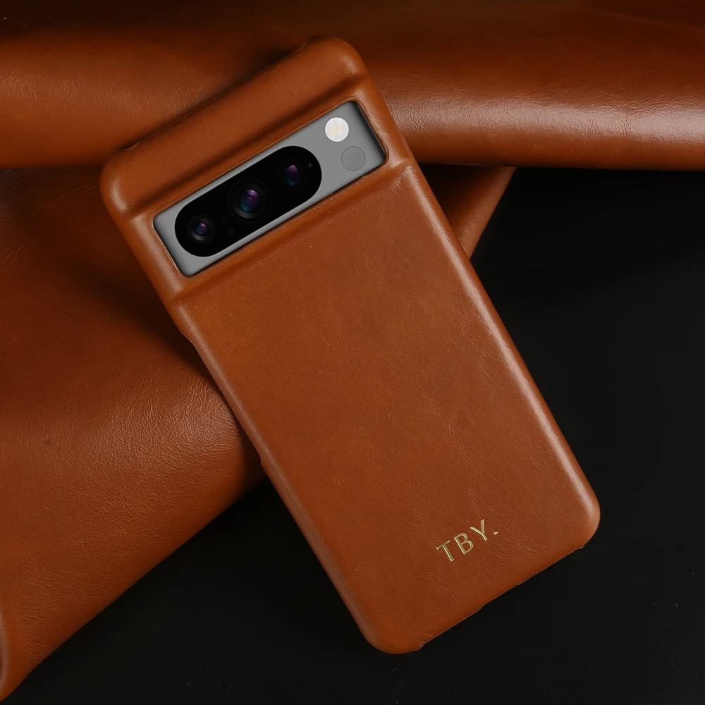 Engrave Initials Oil Wax Genuine Leather Case For Google Pixel 11 10 Pro XL 10A 9A 9 Pro XL 8 8A 7A 7 6A 5A 5 6 Phone Back Cover
