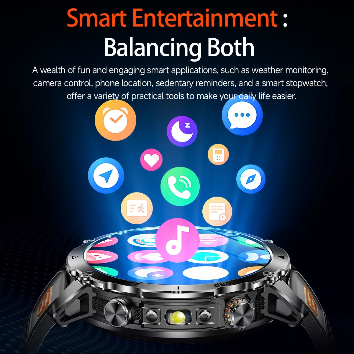 LIGE New 1400mAh Battery Smart Watch Men BT Call Waterproof Heart Rate Monitor Flashlight & SOS Red Light Sports Smartwatch Men