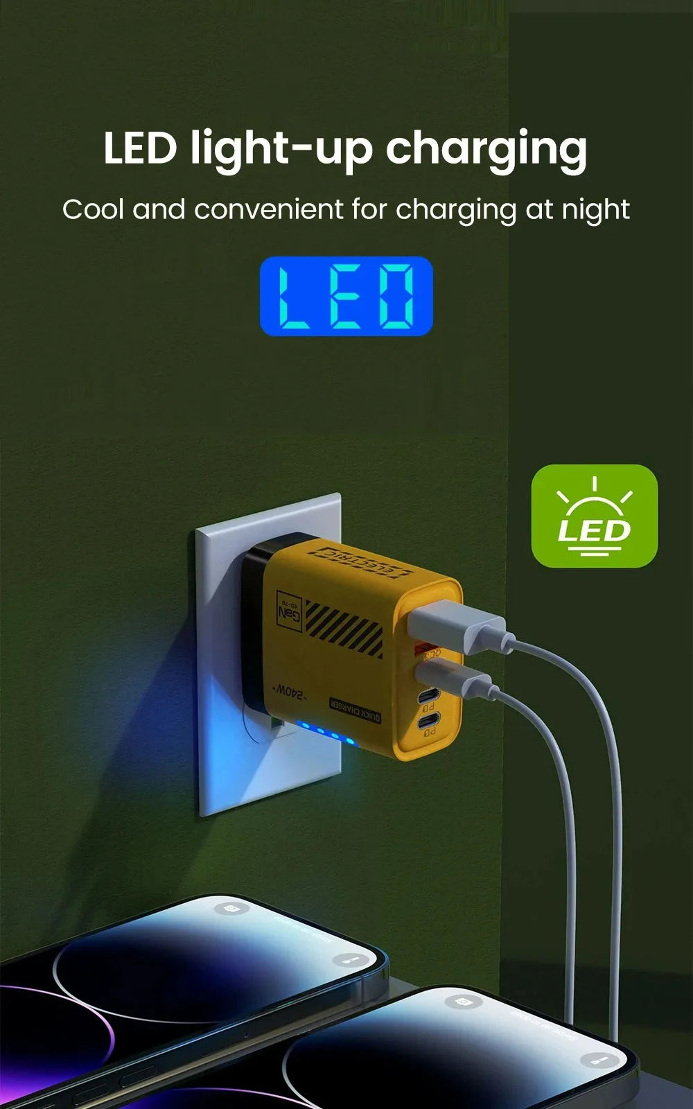 5in1 240W Type C Fast Charger US/EU Plug Desktop USB Charger Wall Adapter PD Quick Charge 3.0 USB C Phone Charging Head Adapter