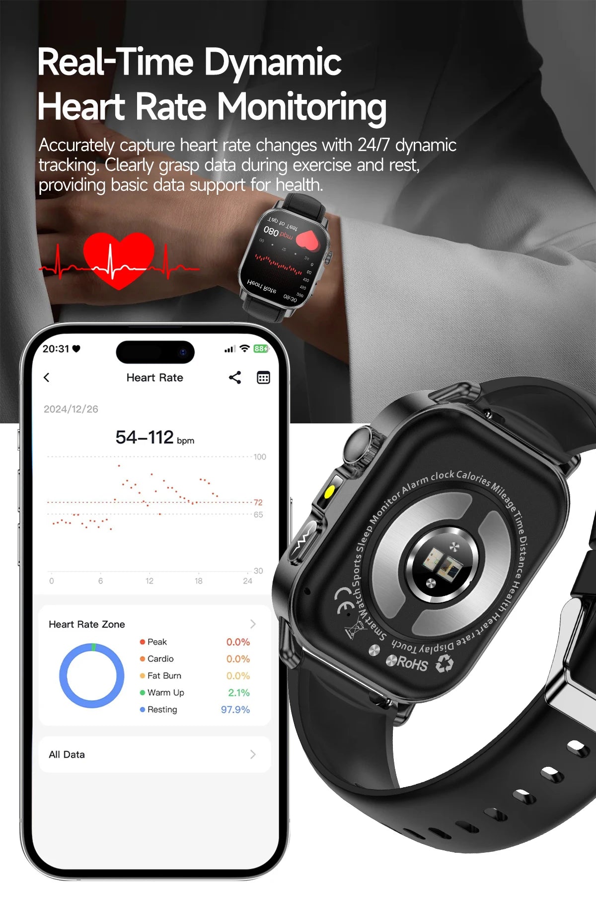 New Men Accurate Health Diagnosis ECG Smart Watch Blood Pressure Blood Oxygen Blood Fat Uric Acid Temp Bluetooth call Smartwatch