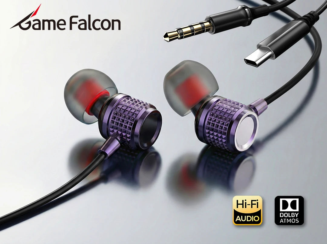 USB Type C Earphones HiFi Heavy Bass Earbuds Metal In Ear Noise Reduction 3.5MM Wired Headphones For Samsung S25 24 Z Fold7 Flip