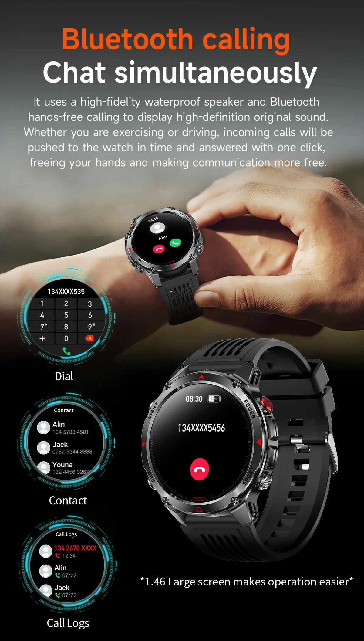 2026 New GPS Map Navigation Smart Watch Men Women Amoled Screen 3ATM Waterproof Sport SmartWatch Compass NFC BT Call Watches Men
