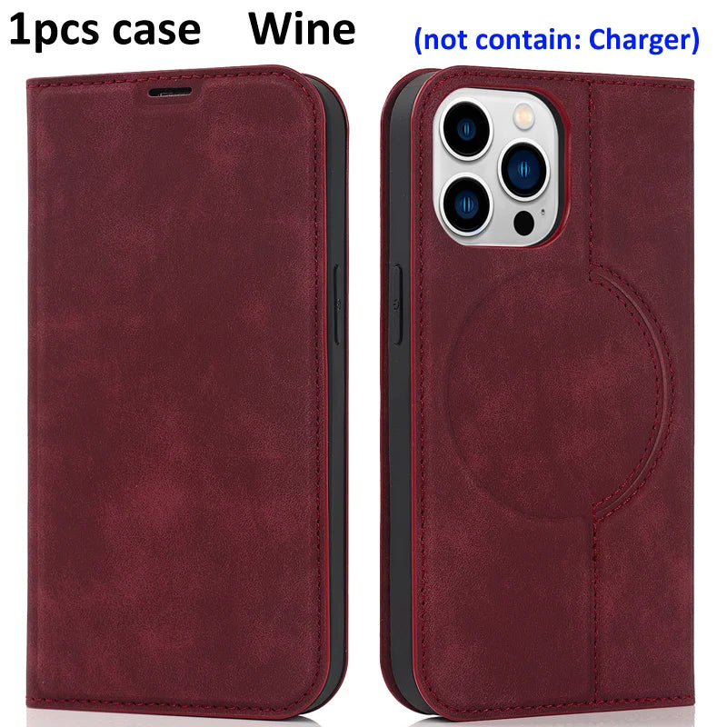 For Magsafe Wallet Leather Flip Case For iPhone 12 13 14 15 16 Pro Max mini Magnetic Wireless Charging Book Folio Cover