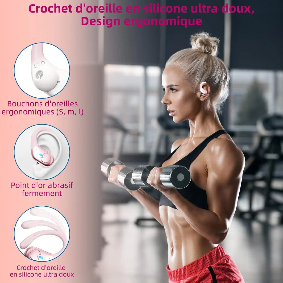 Wireless Earbuds, Bluetooth 5.4 Headphones Sport, Bluetooth Earbuds with ENC Noise Canceling Mic, Bass Stereo Wireless Earphone