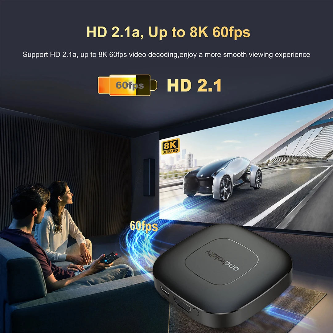 T1 Android 16 TV Box Support Dual Band Wifi BT5.4 8K HD Video Max Memory 128GB Voice Remote Suitable for Home TV Media Playback