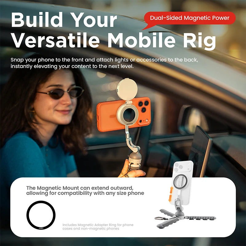 JOBY PZ01 PodZillaᵀᴹ Magnetic Octopus Suction Tripod with 360° Adjustable Flexible Tripod for Iphone 17 16 15 Android Car Vlog