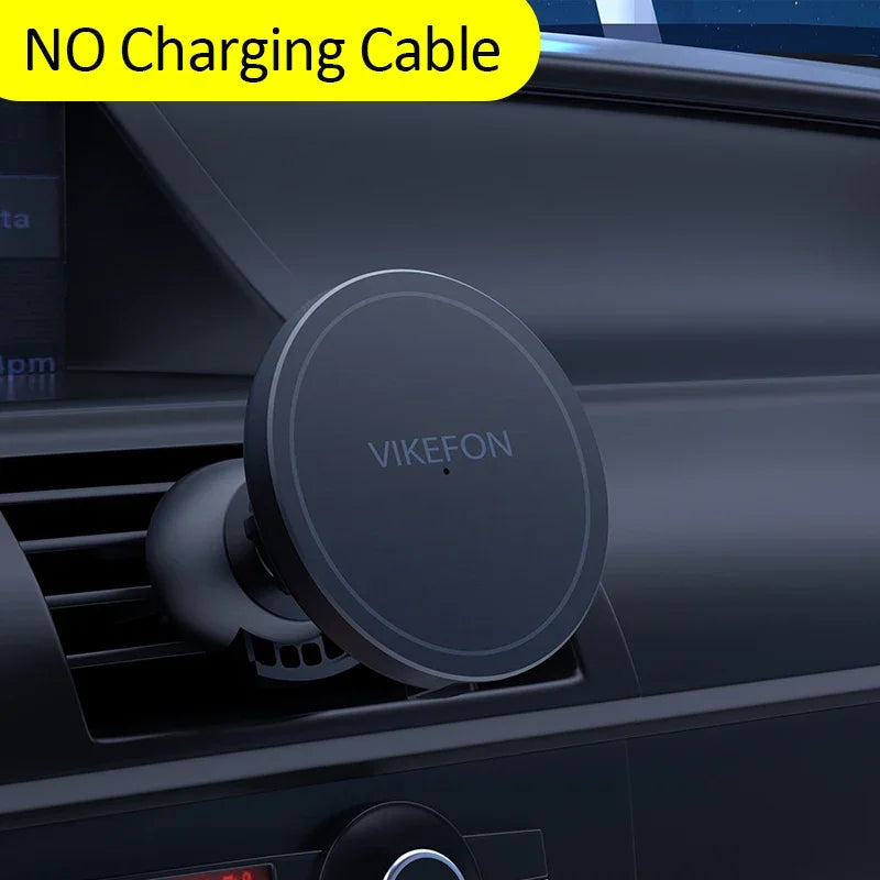 VIKEFON Magnetic Car Wireless Charger + Ring For iPhone 12 13 14 15 Pro Max Air Vent Car Phone Holder Stand Fast Car Charging