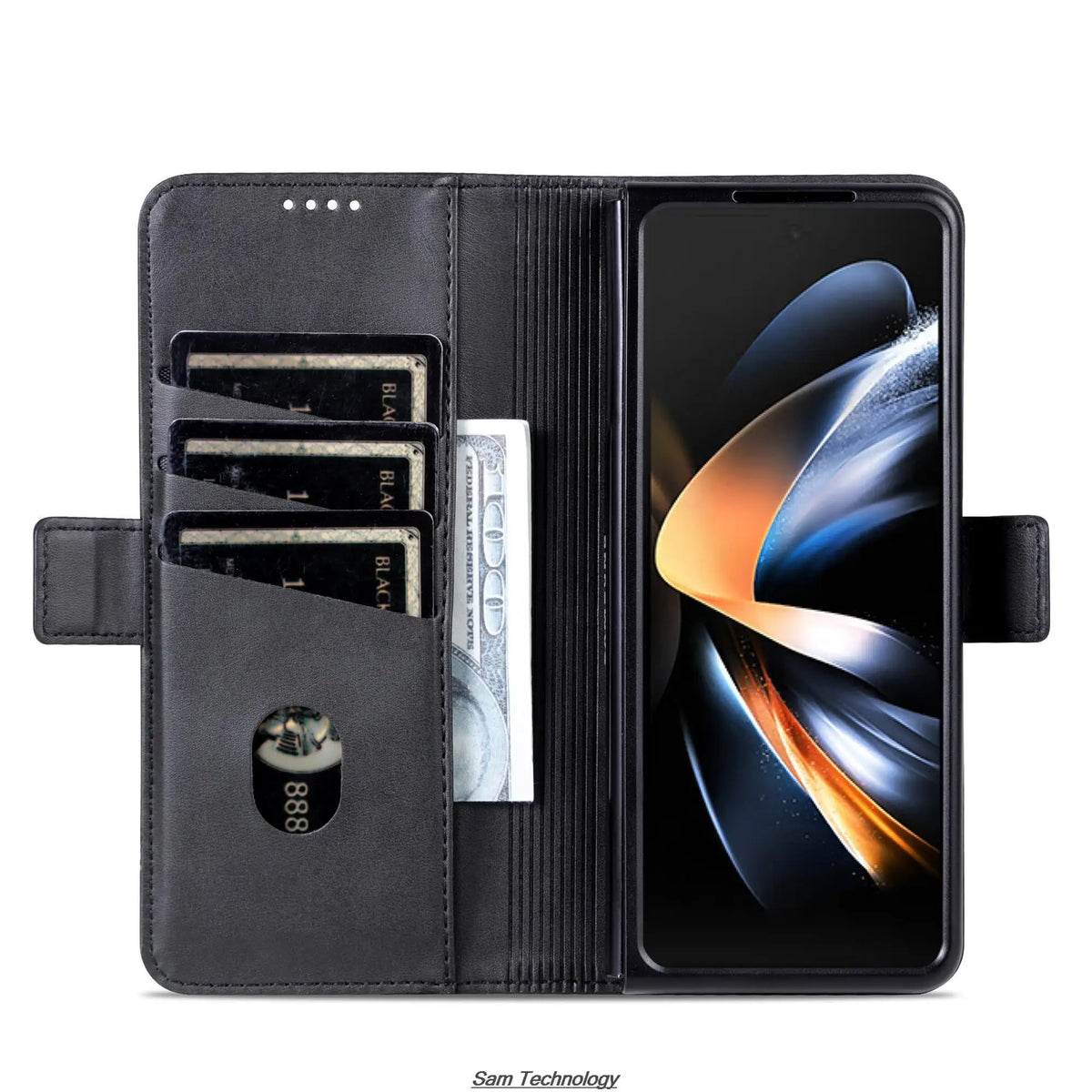 Magnetic Adsorption Leather Fitted Case for Samsung Galaxy Z Fold5 / Z Fold 5 6 7 4 3 5G Flip Cover Protective Case Fundas Coque
