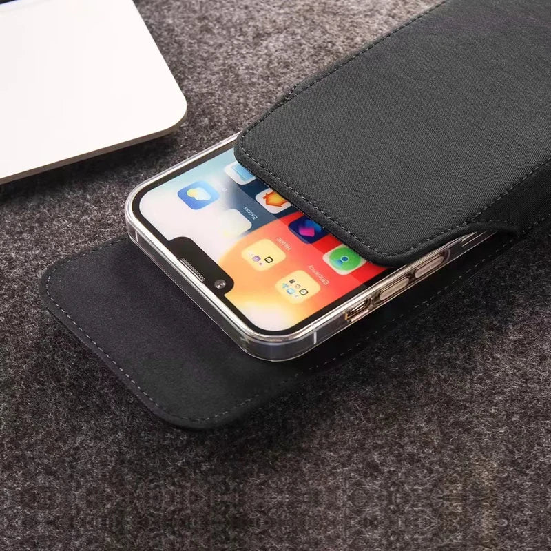 For Samsung S26 S25 S24 S23 S22Plus S26 Ultra S26 FE Smart phone Case Belt Clip Holster Nylon Cloth Bag Flip Cover Phone Pouch
