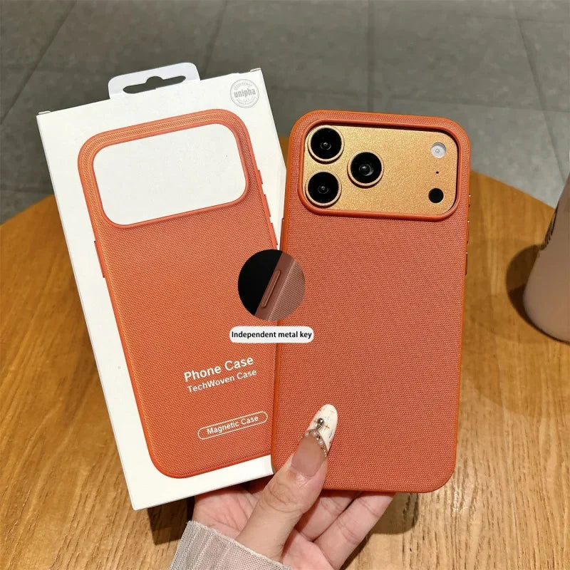 Luxury Official Technology Woven Magnetic Case For iPhone 18 17 16 15 14 13 Pro Max For Magsafe Technical Fabric Original Cover