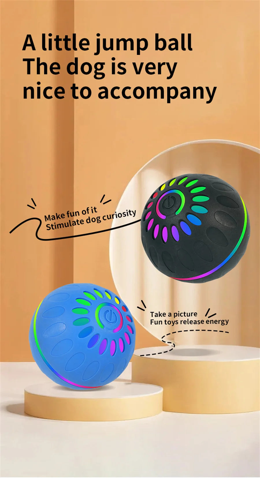 Interactive Smart Dogs Toys Balls - USB Automatic Moving Bouncing Ball for Puppy to Large Dog - Electronic Pets Ball Birthday Gi