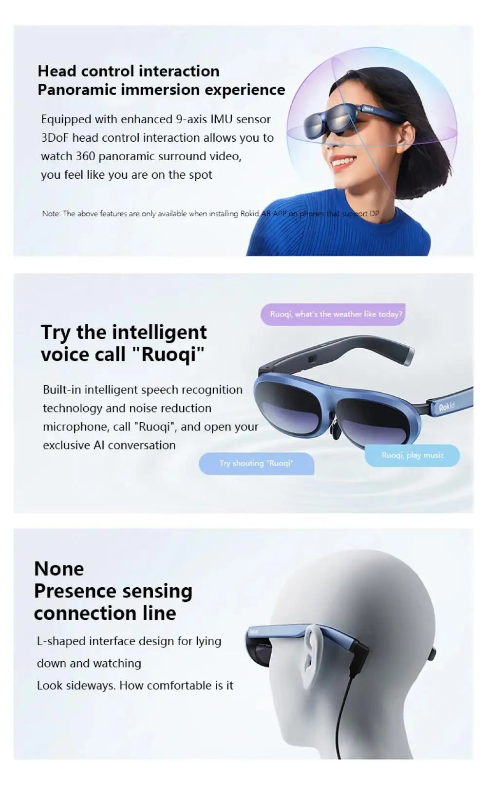 Rokid Max AR 3D Smart Glasses Station Overseas Global Version Micro OLED 215' Max Screen FoV Viewing For Video Games