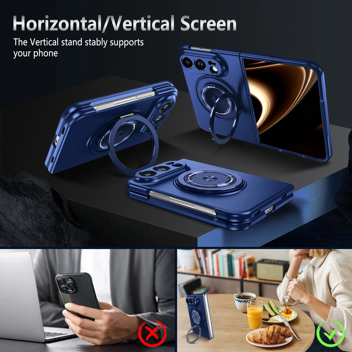 Luxury for Magsafe Wireless Charging Rotating Magnetic Stand Phone Case for IPhone Duo 18 Fold Lens Protector Shockproof Cover