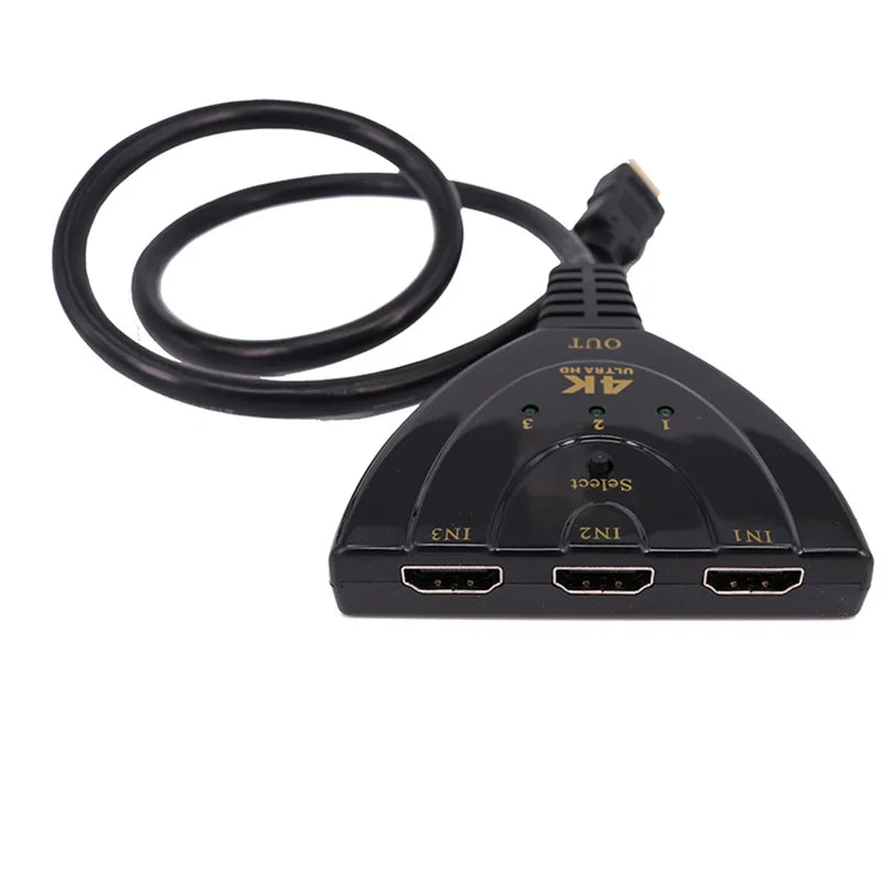 3 in 1 4K HDMI-compatible Splitter Cable HDTV 4K Video Switcher Adapter 3 Input 1 Output Port Hub For PC TV Projector Monitor