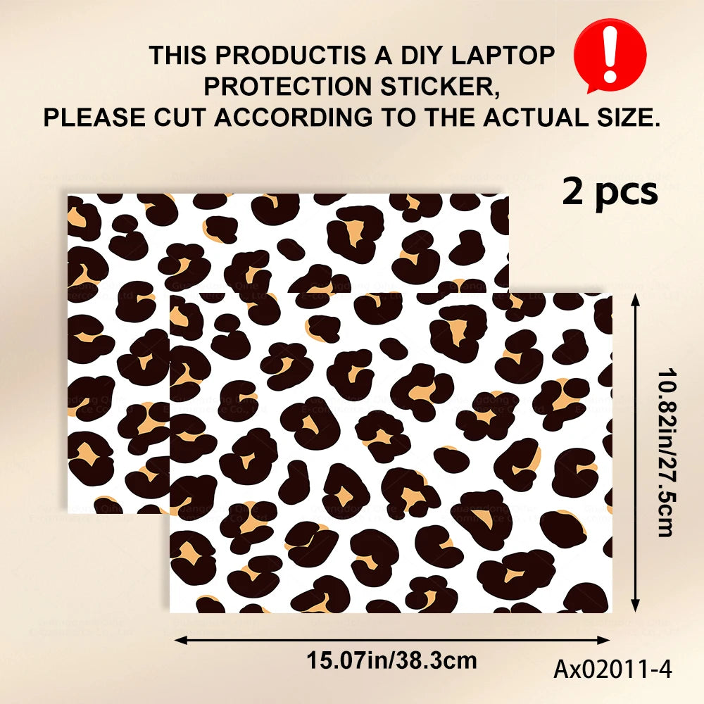 2 pcs Aesthetic Light Leopard Laptop Stickers Set Self-Adhesive Removable Laptop Covers for MacBook Notebook Protective Skins