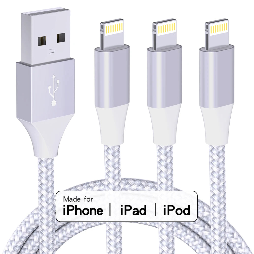 LAIHONEN MFi Certified 1PC/3PCS 10FT USB‑A to Lightning Cable Fast Charging Data Cord for iPhone 14 13 12 X XR