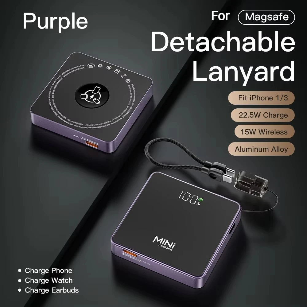 Mini 3-In-1 Powerbank For Magnetic Wireless Power Banks Portable Fast Charging External For iPhone 17 iWatch Carregador Portátil