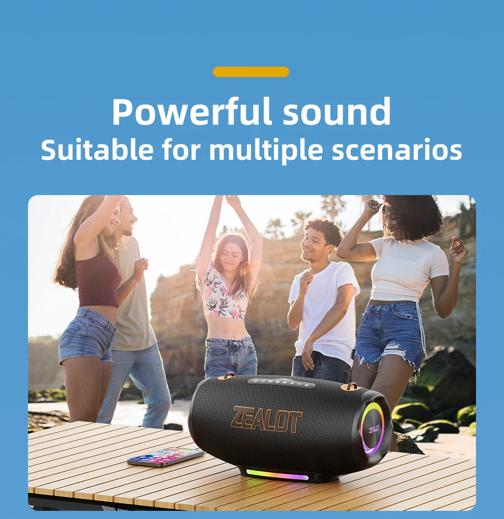 ZEALOT S127100W Powerful subwoofer Portable wireless speaker,24000mAh Battery,RGB Light,Great for Gift-Giving Birthday/Christmas