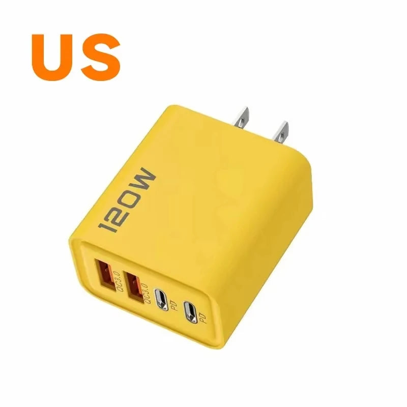 120W PD USB Charger Fast Charging Type C Mobile Phone Adapter For iPhone Samsung Quick Charge 3.0 EU Plug Wall Charger