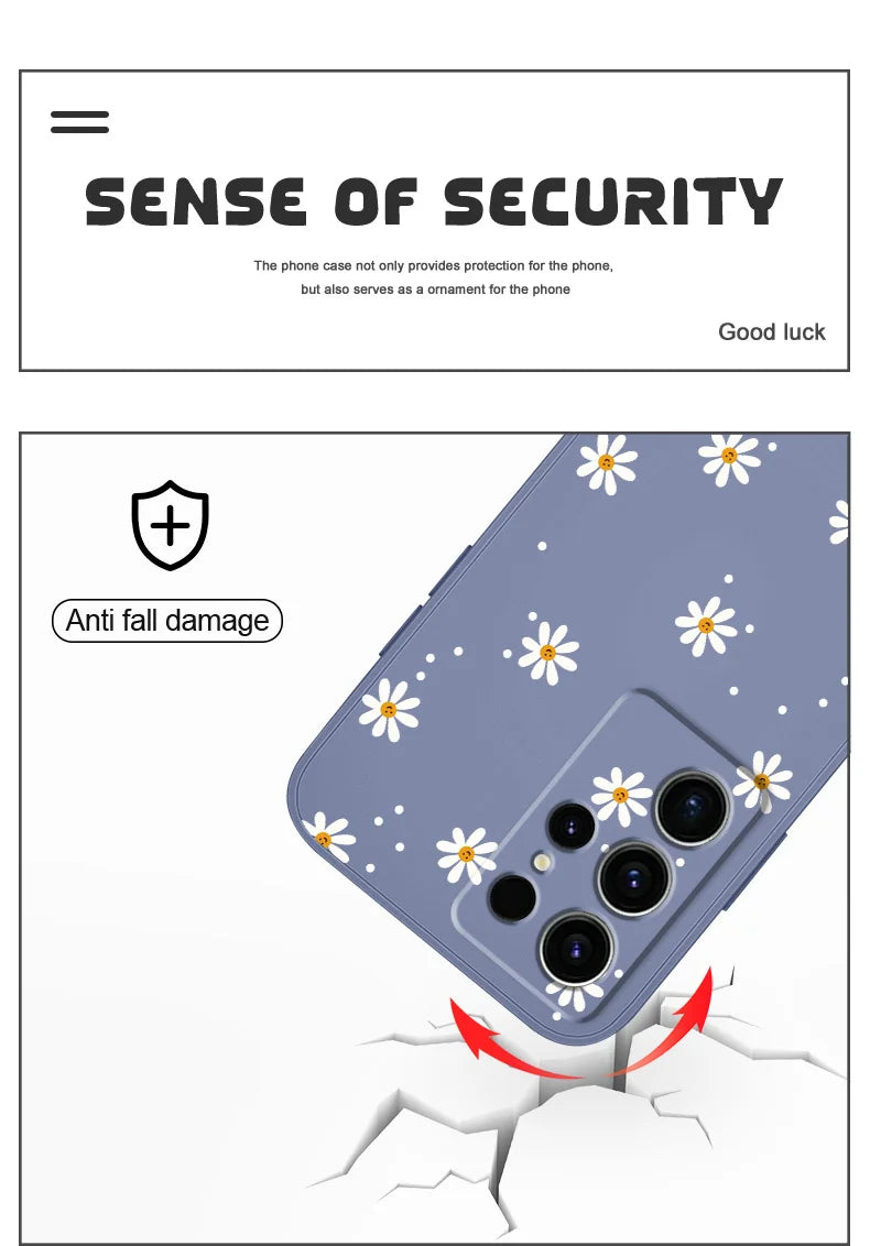 Smiling Daisy Phone Case For Samsung Galaxy S25 S24 S23 S22 S21 S20 S10 S10E Ultra Plus FE Note 20 Ultra Plus Cover