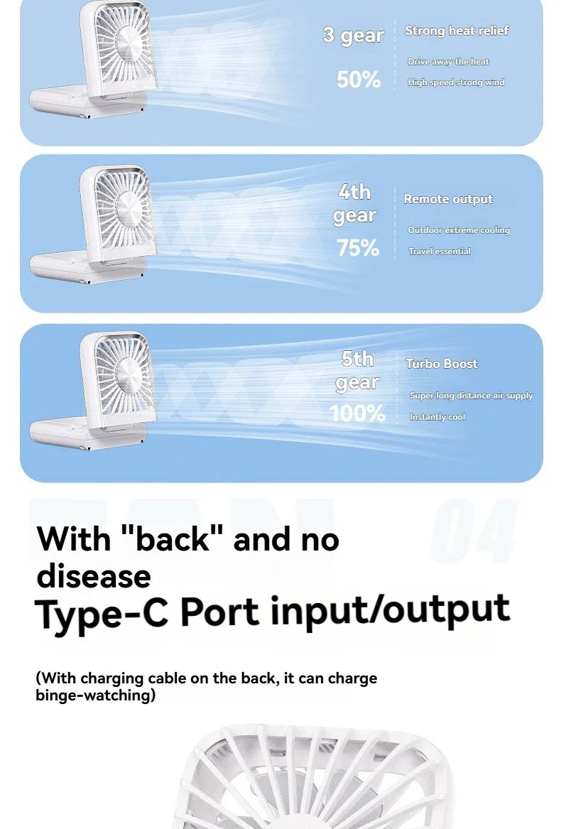 Summer Portable Ultra-thin Neck Small Fan F30 USB Charging Semiconductor Refrigeration Infinity Handheld Icing Fan