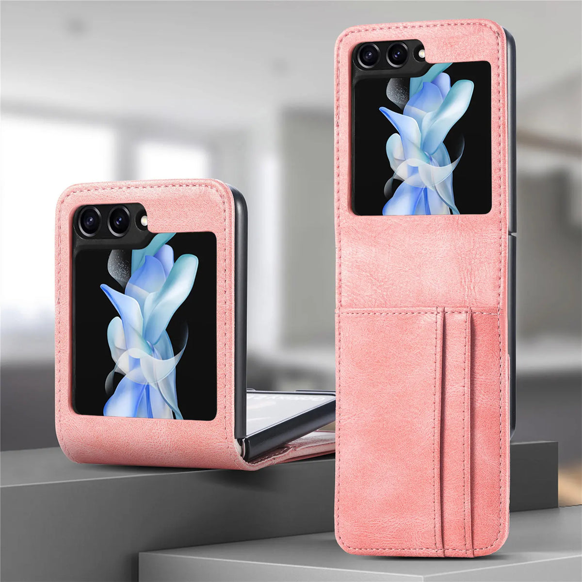 Luxury Card Holder Leather Phone Case For Samsung Galaxy Z Flip 8 7 FE 6 5 4 3 Flip8 Fold Wallet Photo Frame Business Back Cover