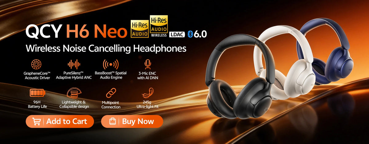 QCY Heroad V200 Gaming Over Ear Headphone Wireless Bluetooth 6.0 with Mic 50mm Driver 7.1 Surround Sound Dynamic EQ RGB Headset