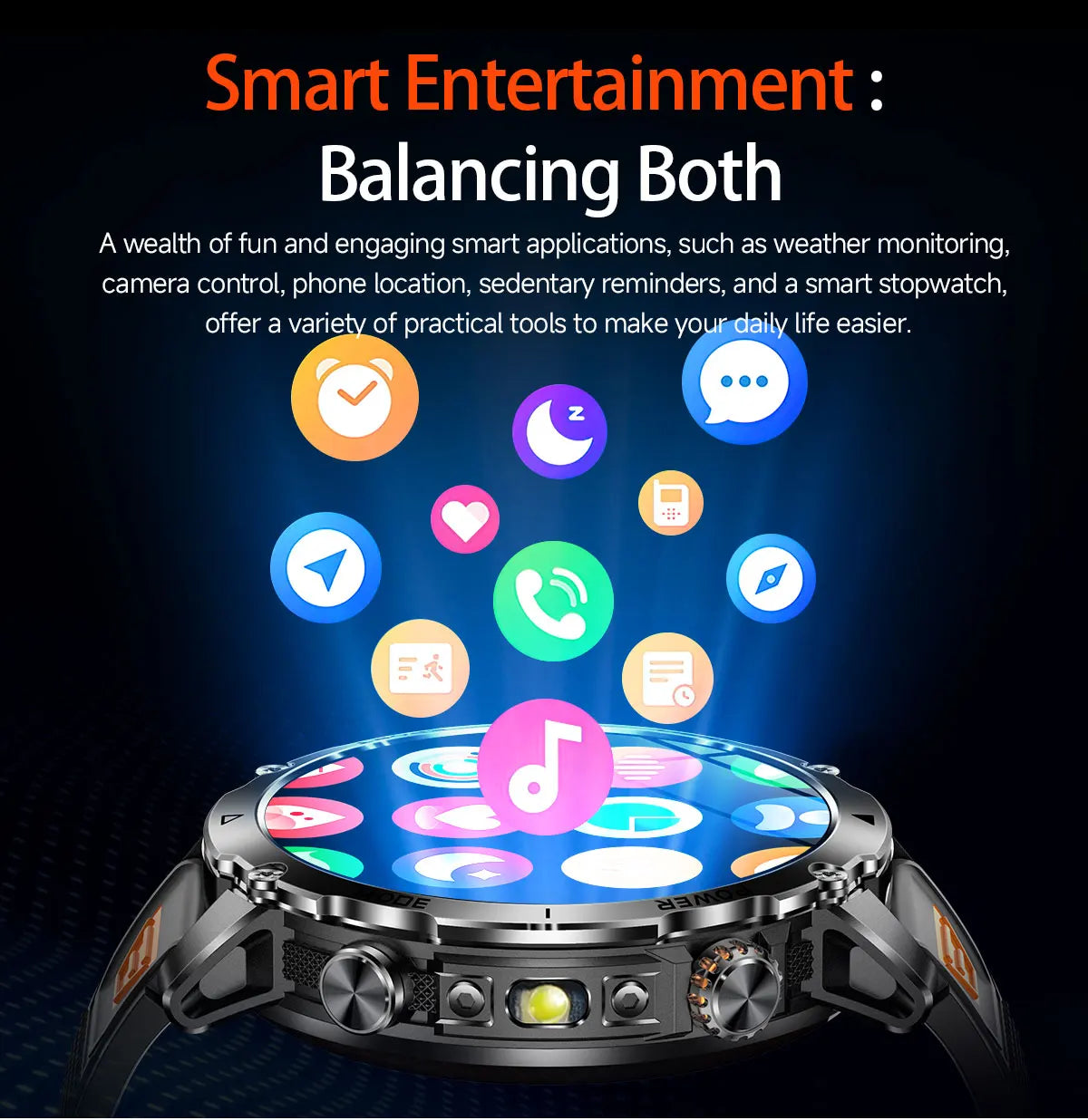 New 1400mAh Big Battery Smart Watch Men Outdoor GPS Flashlight IP68 Waterproof Bluetooth Call AMOLED Military Sports Smartwatch