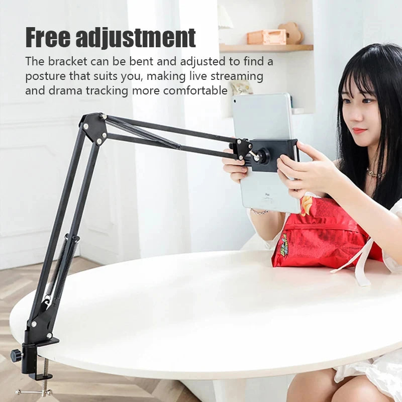 360 ° Adjustable Tablet Phone Stand Rotatable Long Arm Metal Holder for 4-11 Inch iPad iPhone Xiaomi Huawei Samsung