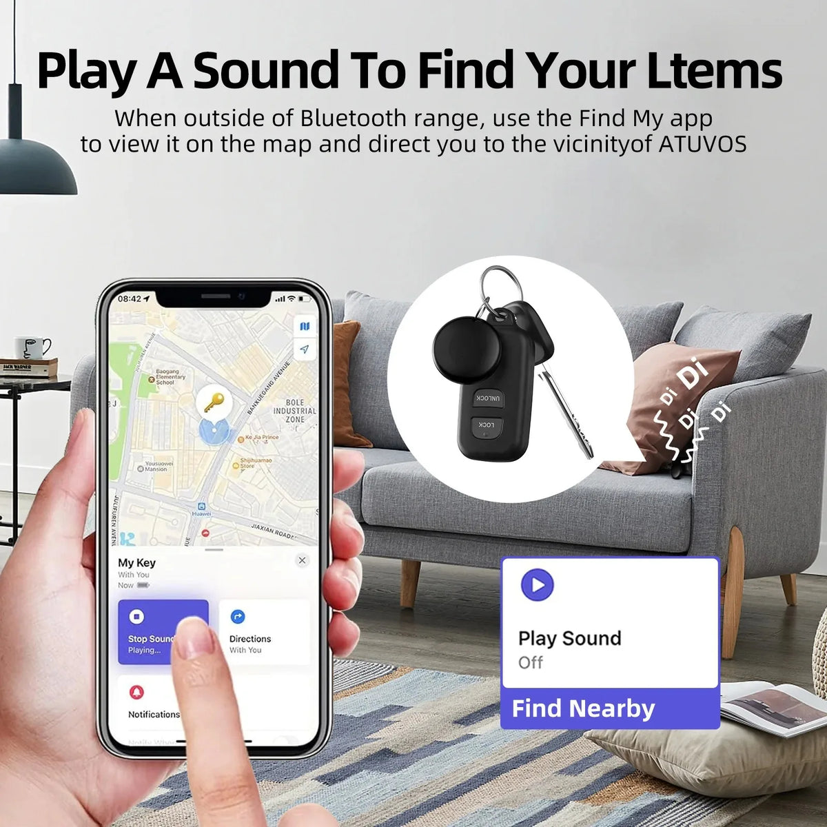 Bluetooth GPS Tag Compatible with Iphone Find My App Anti-lose Tracker Sound Locate Message Reminder Alarm Key Finder 1/2/4PCS