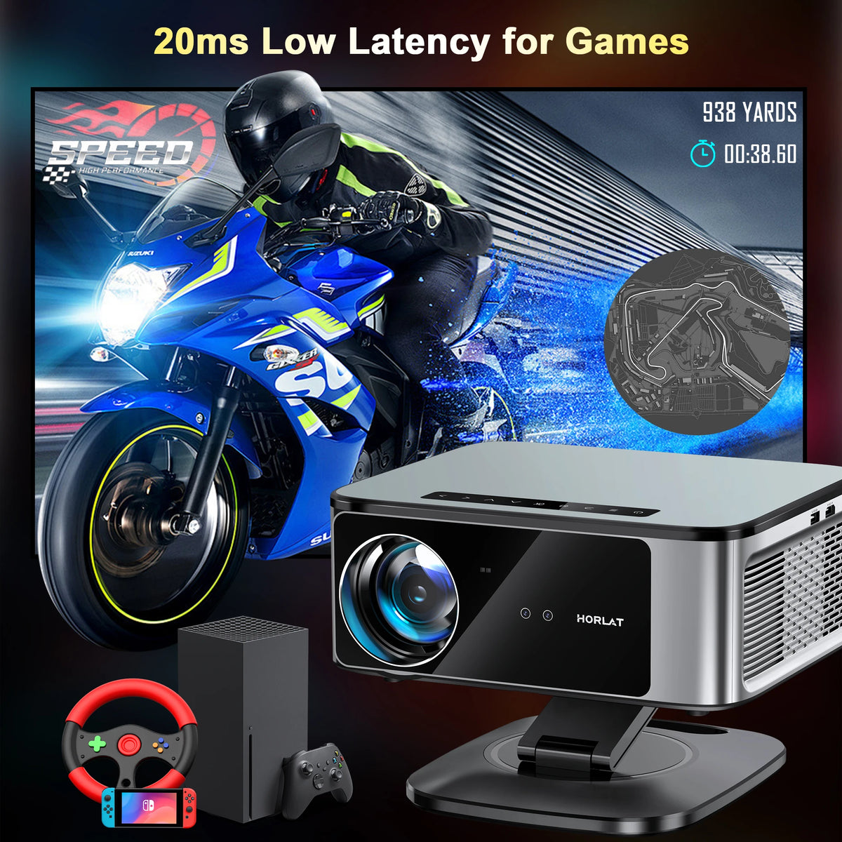 HORLAT 3200Ansi Lumens 4K Full HD Projector T10ULTRA 2G 32G Home Theater WiFi Android 14 Portable Smart TV Cinema Beam Projector
