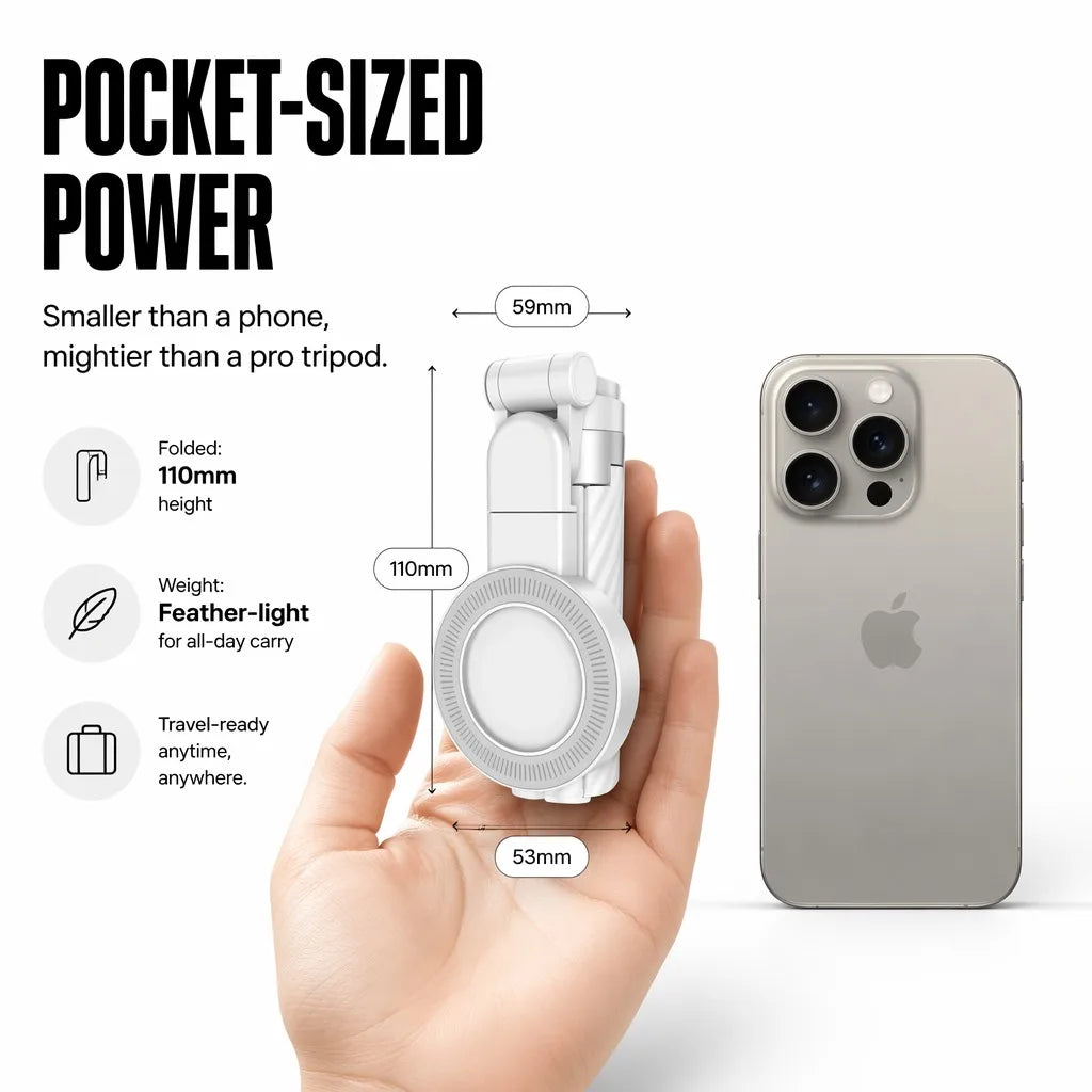 Pocket Dual-Sided Magnetic Selfie Stick Cell Phone Stand Extendable Tripod with Remote Control for iphone 17 16 Pro Max Huawei