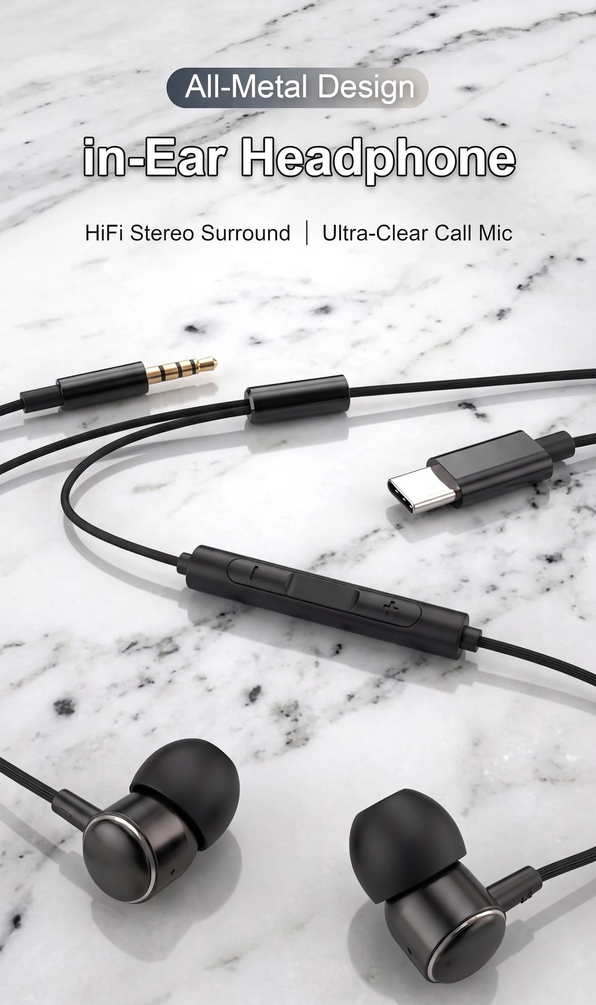 Type C Wired Headphones HiFi Stereo Surround Sound Earphones Music Headset For Samsung Galaxy S25 S24 S23 S22 S21 Xiaomi Realme