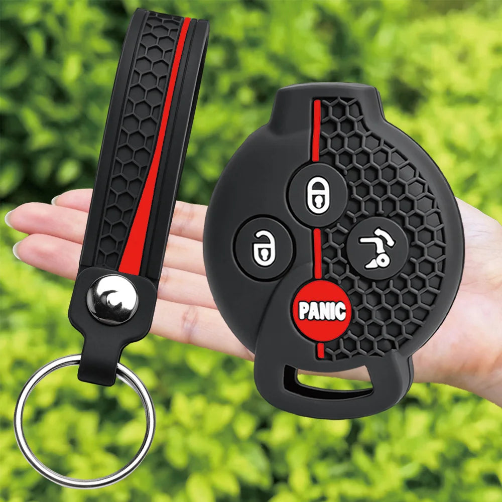 For Mercedes-Benz Smart Fortwo 451 Forfour 453 silicone car key fob cover with compact finger loop and key ring