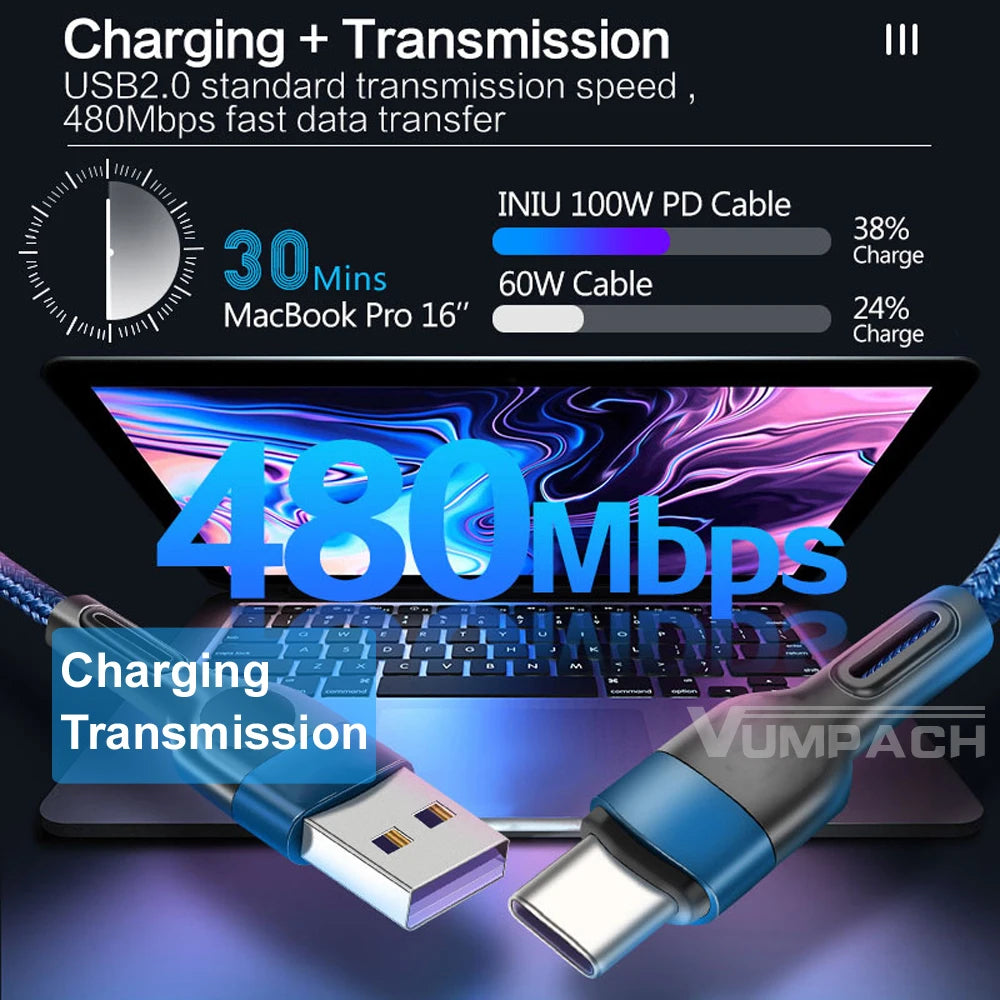 5A USB Type C Cable Wire For Samsung S10 S20 Xiaomi mi 11 Mobile Phone Fast Charging USB C Cable Type-C Charger huawei Cables