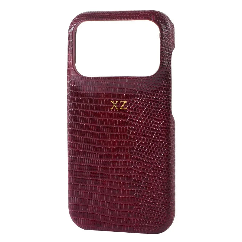 Personalise Gold Silver Initials Letters Leather Case For Iphone 15 12 14 13 16 17Pro Max 14 16 Plus Luxury Lizard PU Hard Cover